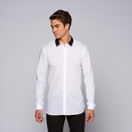 The Kooples // Poplin Shirt + Taffeta Collar // White (L)