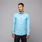 Button Up Shirt // Turquoise + Black (S)