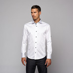 Button Up Shirt // White + Black (S)