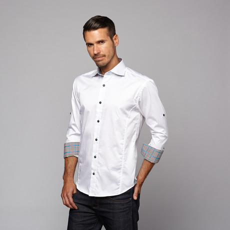 Button Up Shirt // White + Black (S)