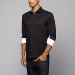 Bespoke // Button Up Shirt // Black Diamond Stripe (2XL)