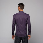 Button Up Shirt // Dark Purple + Black (L)