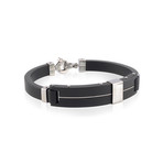 Stainless Steel Stripe Bracelet // Black + Silver