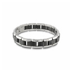 Stainless Steel Rectangular Link Bracelet // Black