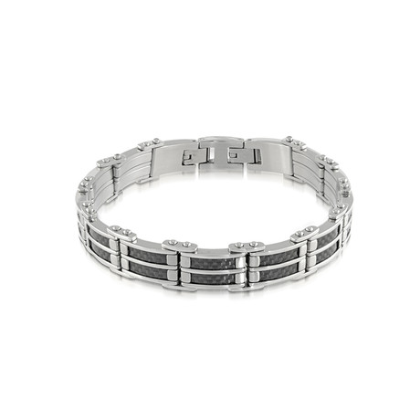 Stainless Steel + Carbon Fiber Bracelet V2 // Black
