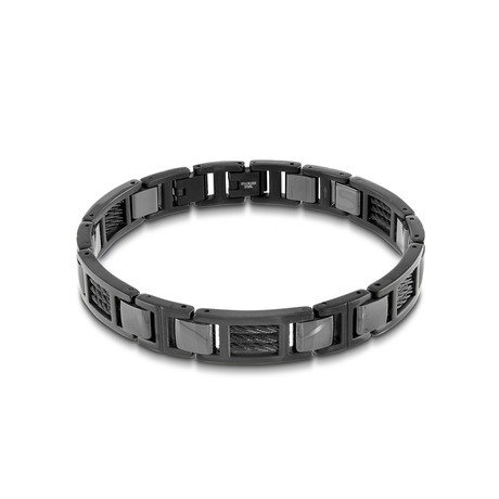 Black Polished Stainless Steel Ceramic Bracelet
