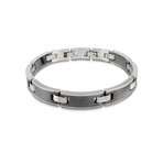 Black + Silver Matte Stainless Steel Bracelet