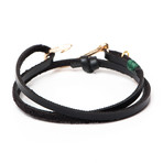 Gold Plated Hook // Black Leather