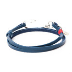 Silver Plated Hook (Navy Blue Leather)