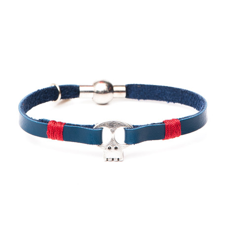 Marks Skull // Navy Blue Leather (Small)