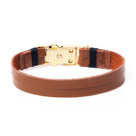 Bass Gold Clip // Double Light Brown Leather (Small)