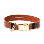 Bass Gold Clip // Double Light Brown Leather (Small)