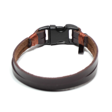 Piacenti Black Clip // Double Dark Brown Leather (Small)