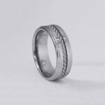 Carbon Fiber Weave Ring // Silver (Size 9.5)