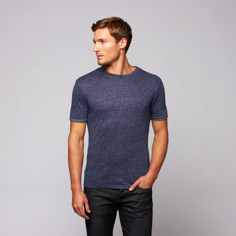 Martin Gordon // Linen Crewneck Tee // Indigo (2XL)