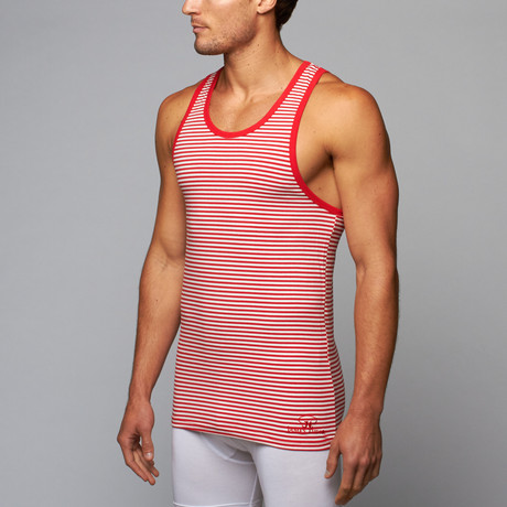 Regal Strip Tank // Red + White (L)