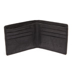 Barred Debossed Leather Wallet // Black