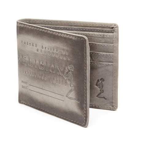 Skeleton Embossed Leather Wallet // Grey