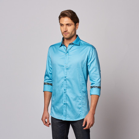 Contrast Trim Shirt // Turquoise (S)