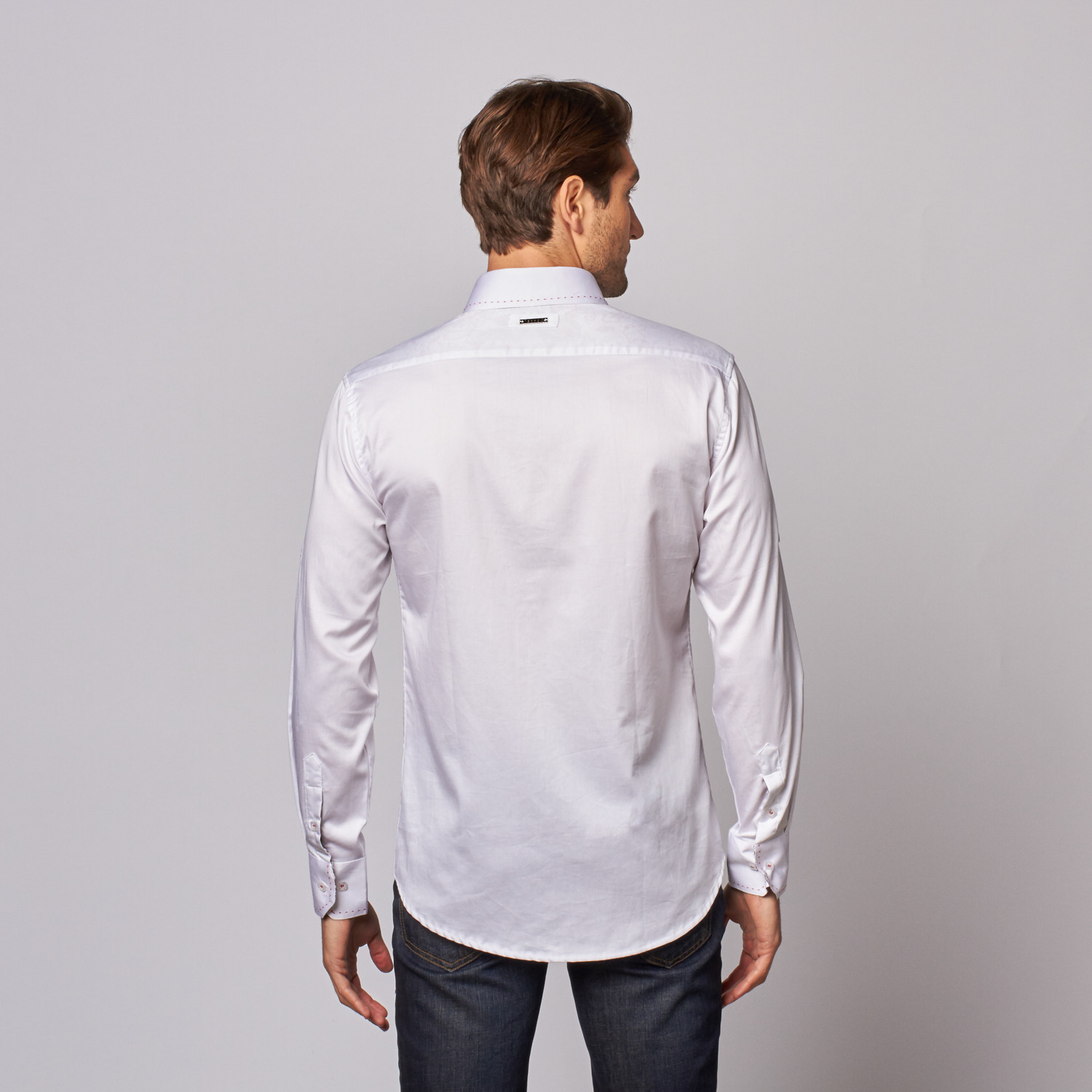 Contrast Trim Shirt // White (2XL) - Isaac b. - Touch of Modern
