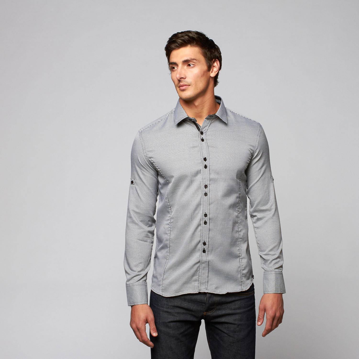 Double Button + Placket Detail Shirt // Black (S) - Isaac b. - Touch of ...