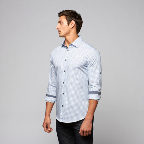 Solid Contrast Cuff Shirt // Blue (S)