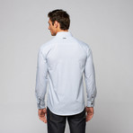 Solid Contrast Cuff Shirt // Blue (2XL)