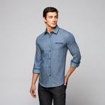 Denim Contrast Cuff Shirt // Navy (L)