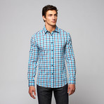 Isaac b. // Gingham + Paisley Contrast Shirt // Blue (2XL)