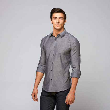 Solid Button Up Shirt // Grey (S)