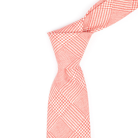 Checked Tweed Print Neck Tie // Orange