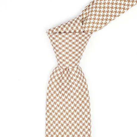Checked Tweed Print Neck Tie // Brown