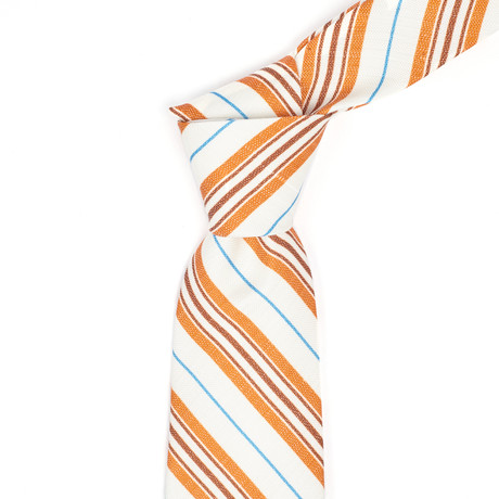 Multi Stripe Silk Tie // Ivory + Amber