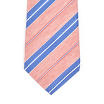 Diagonal Stripe Silk Neck Tie // Blue + Salmon