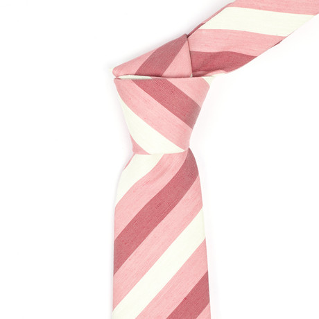 Diagonal Stripe Jacquard Neck Tie // Pink