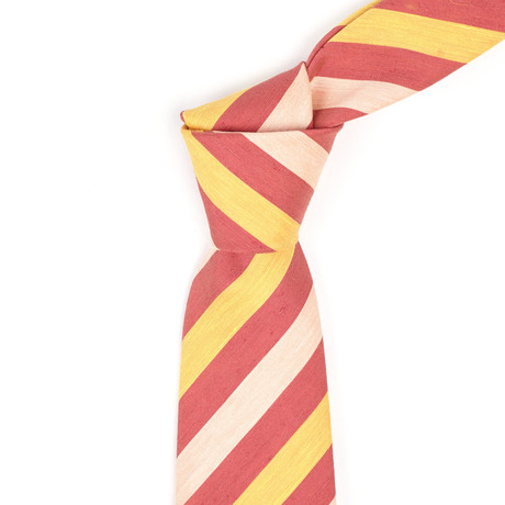 Diagonal Stripe Silk Neck Tie // Maroon