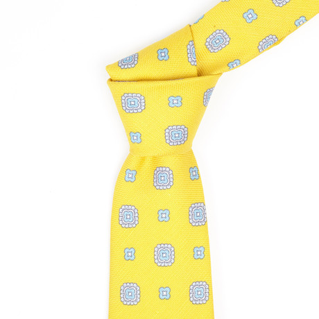 Medallion Silk Neck Tie // Mustard