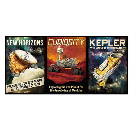 Planetary Expedition, New Horizons, Curiosity, & Kepler, Set of 3