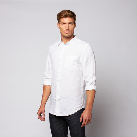 Palm Beach Linen Button Down // White (S)