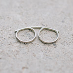 Square Double Finger Ring // Sterling Silver (Size 5)