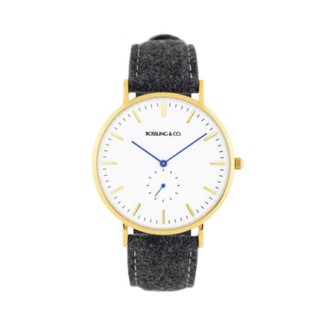 Gold + White // Blue Hands (Black Leather Straps)