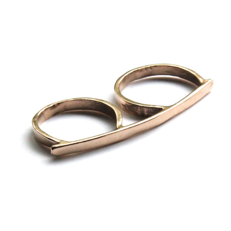 Square Double Finger Ring // Bronze (Size 5)