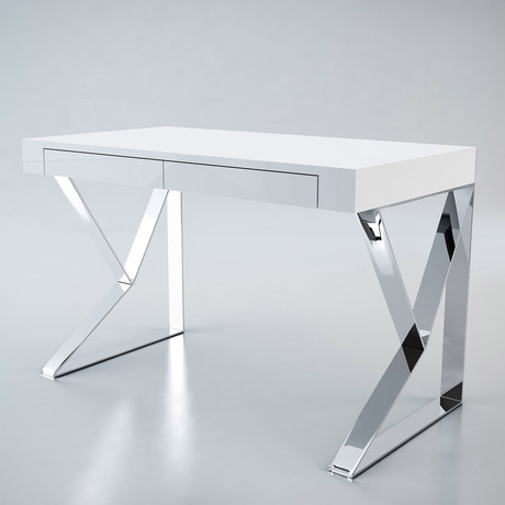 Houston Desk // Glossy White (Ebony Lacquer)