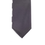 Reversible Tie + Silver Tie Bar Set // Black, Grey + White Stripe