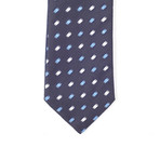 Reversible Tie + Silver Tie Bar Set // Navy Pattern