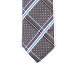 Reversible Tie + Silver Tie Bar Set // Charcoal Multi Plaid