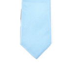 Reversible Tie + Silver Tie Bar Set // Blue Textured Stripe