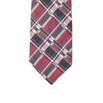 Reversible Tie + Silver Tie Bar Set // Maroon Multi Pattern