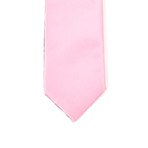 Reversible Tie + Silver Tie Bar Set // Pink + Navy Dot