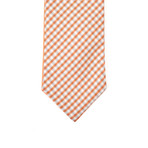 Reversible Tie + Silver Tie Bar Set // Orange + Silver Checkered